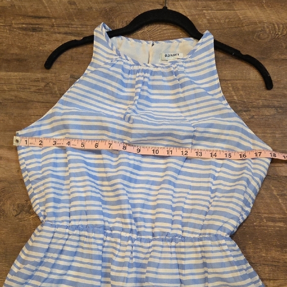 Old Navy 100% Cotton Light Blue & White Sleeveless Summer Dress Size Medium - Picture 8 of 12